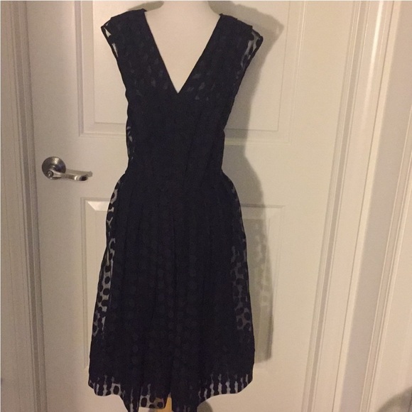 Alfani Black Lace Polka Dot Dress A LIne 1x Belt Pleated Tank Midi - Picture 1 of 8